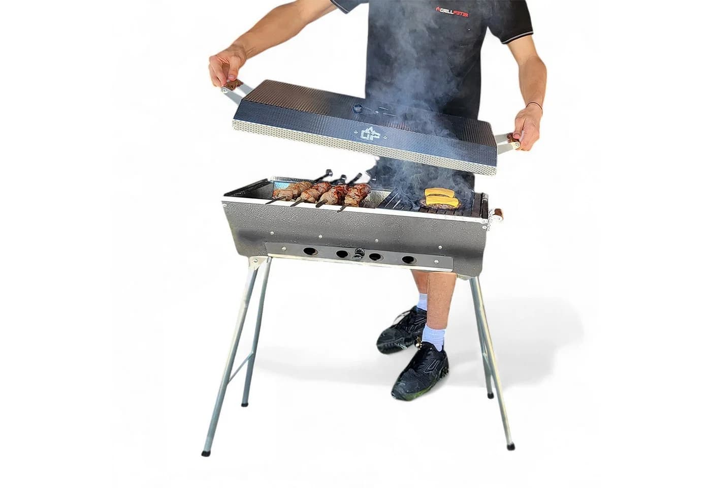 Grillpeter Mangal Astana Deluxe Edelstahl mit 9er Spießdreher 230V Motor