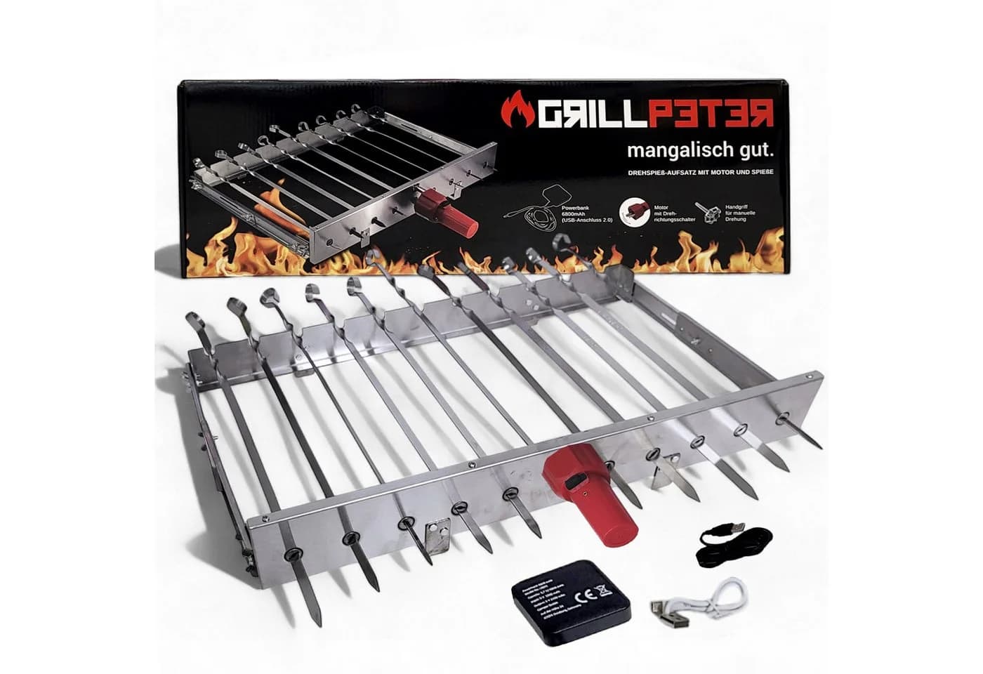 Grillpeter Mangal Taschkent Schaschlikgrill mit 11er Drehspieß & Motor - Bild 3