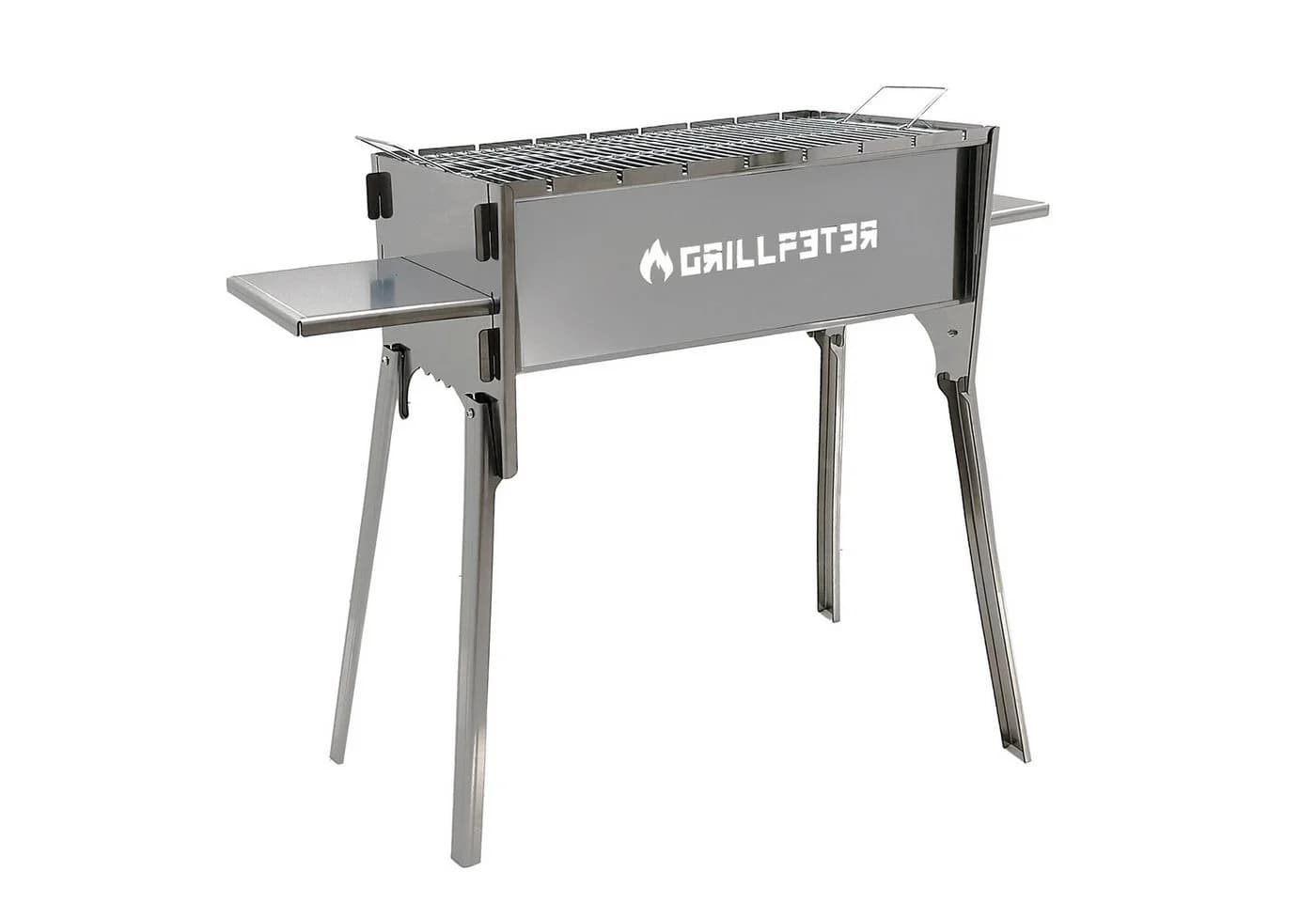 Grillpeter Mangal Izmir Steckmangal 2 mm Edelstahl Schaschlikgrill Silber