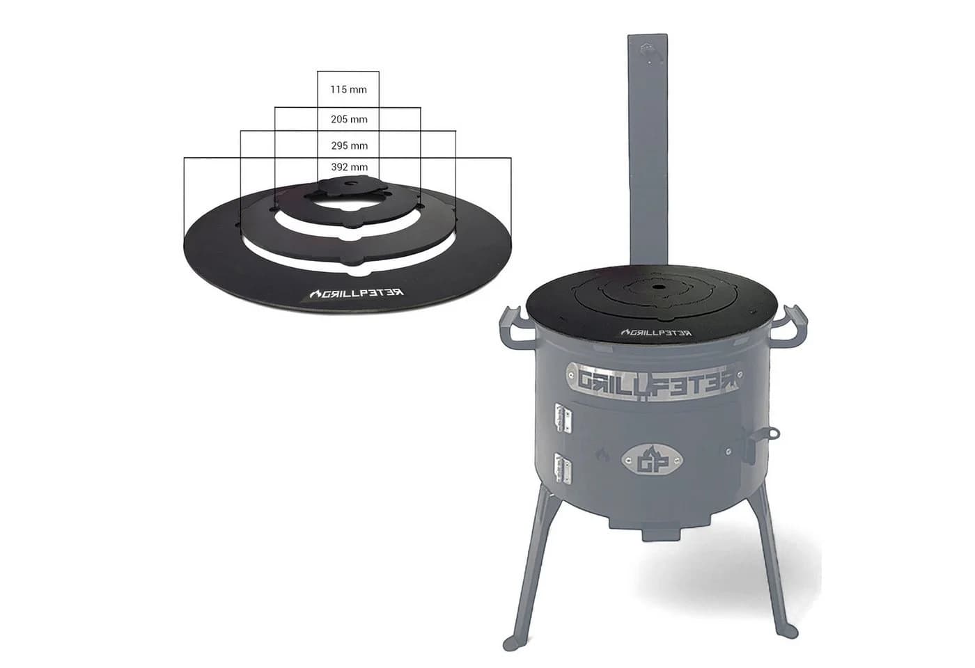 Grillpeter Adapterplatte für Utschak Ø 35 cm Kochplatte Stahl 4mm - Bild 2