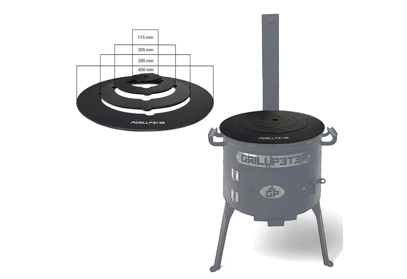 Grillpeter Adapterplatte für Utschak Ø 40 cm Kochplatte aus Stahl 4mm - Bild 2