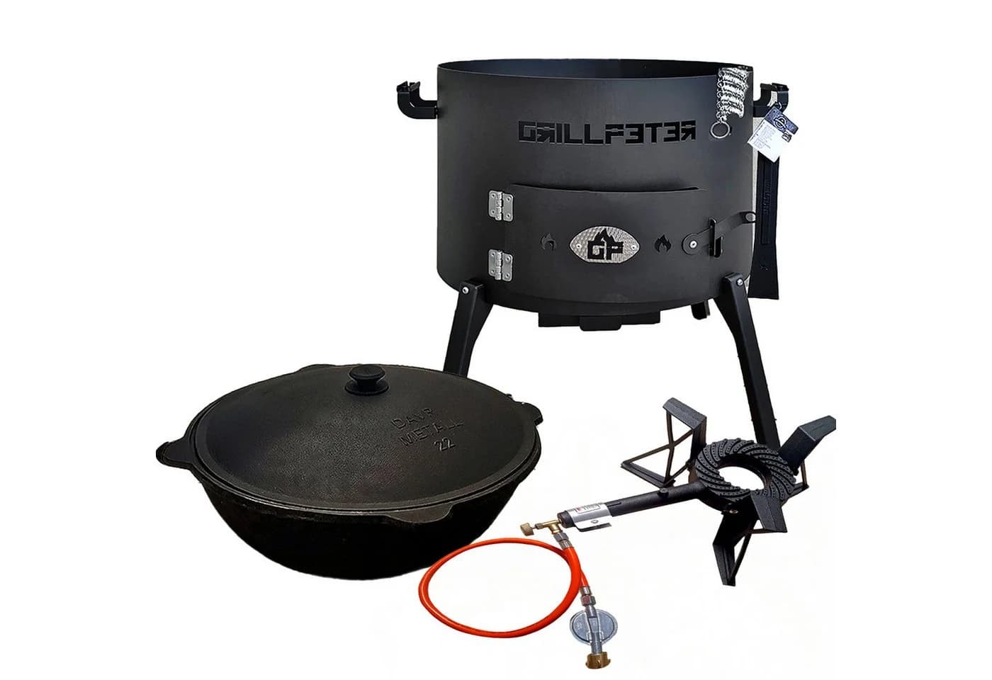 Grillpeter Utschak Nurlan Ø50 Set mit Kazan 22L, Gasbrenner & Zubehör