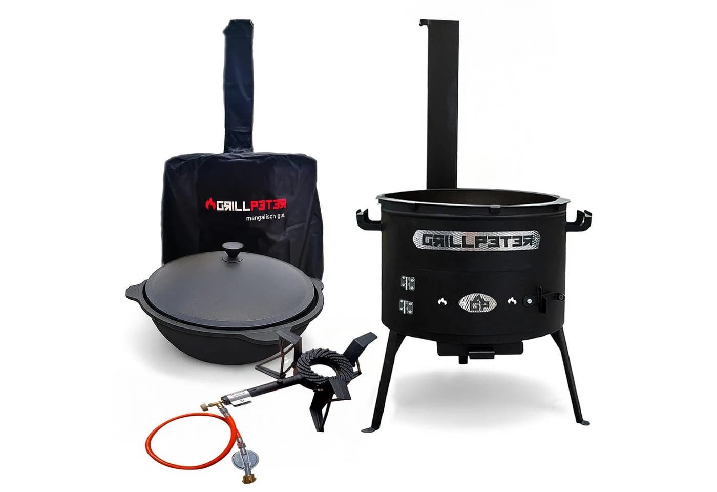 Grillpeter Utschak Asamat Ø45 cm mit Kazan 16L, Gaskocher & Abdeckhaube - Bild 2