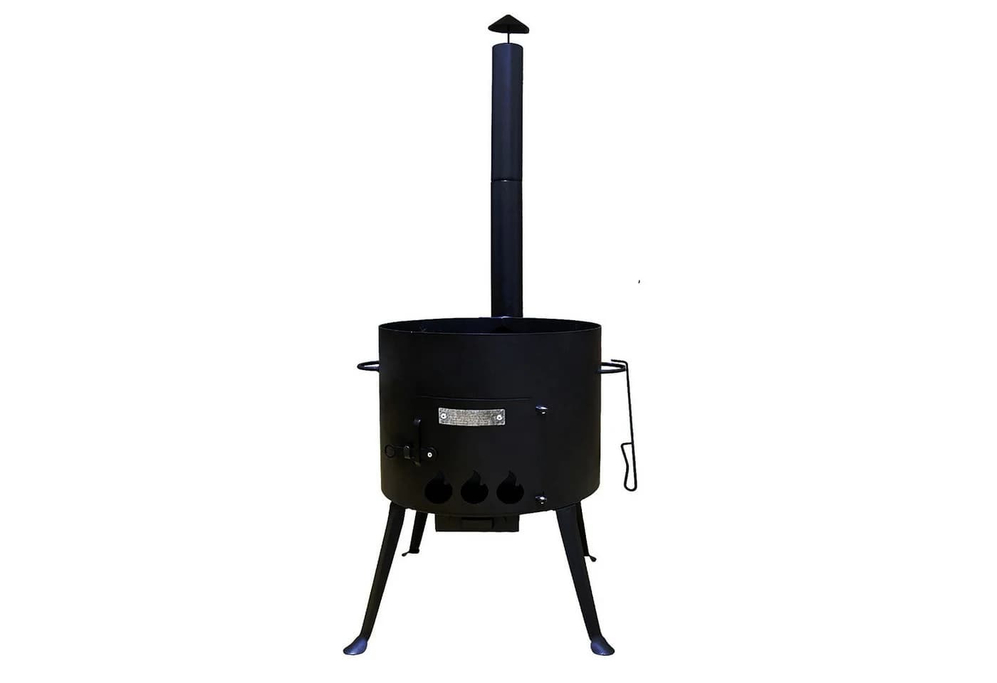 Utschak Holzkohlegrill Set mit Kasan 12L Gusseisen & Rauchrohr
