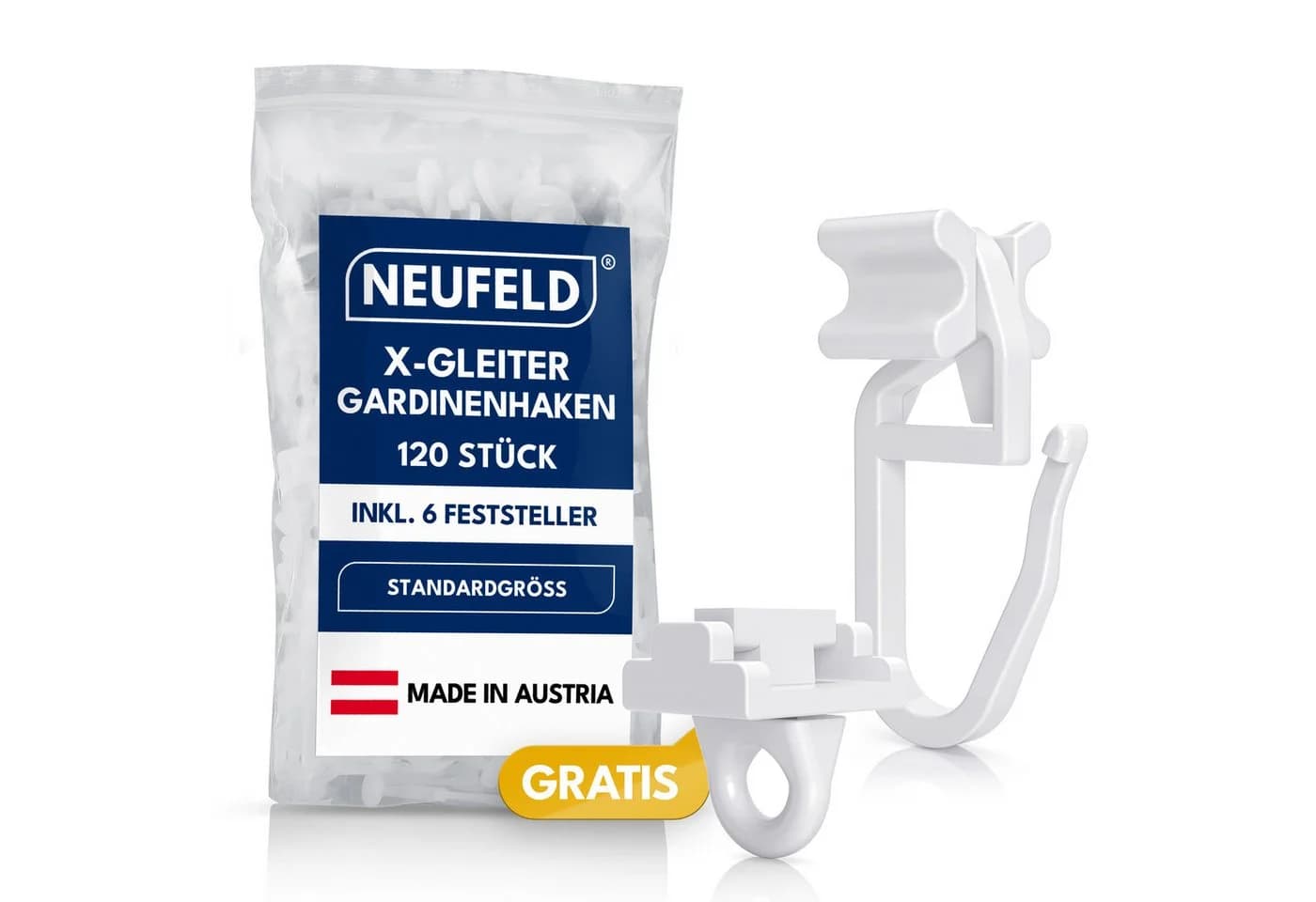NEUFELD Gardinengleiter X-Gleiter 120 Stück inkl. 6 Feststeller - Bild 2