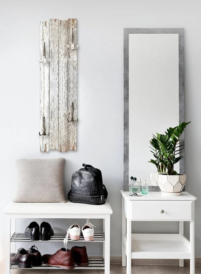 Kreative Feder Wandgarderobe Altes Holz Weiß Shabby-Chic - Bild 3