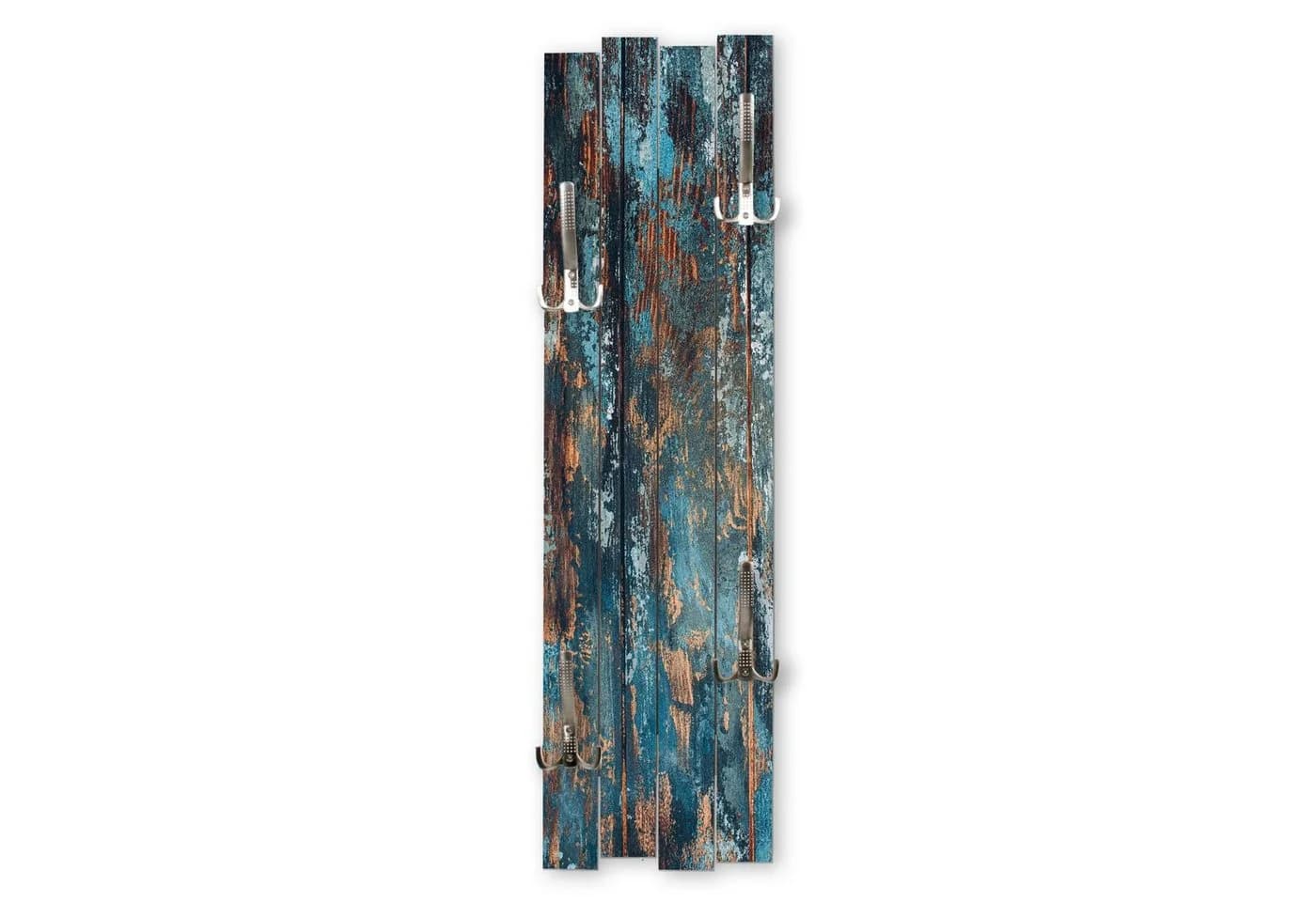 Kreative Feder Wandgarderobe Shabby-Chic Blau mit 4 Haken - Bild 2