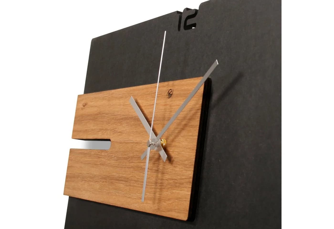 Kreative Feder Designer-Wanduhr Modern Style Holz Schwarz/Silber - Bild 3