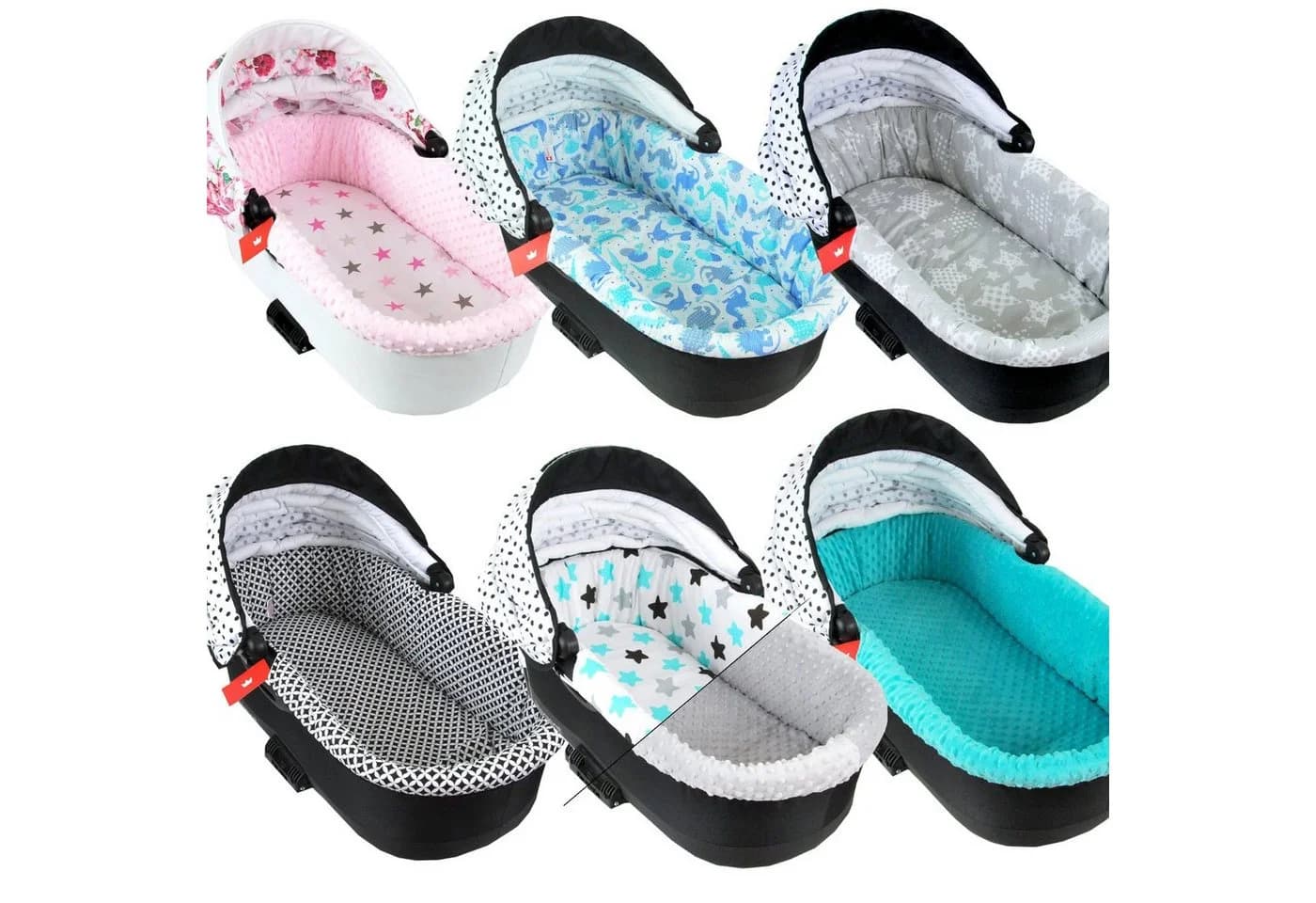 BabyLux Nestchen Set für Kinderwagen Babywanne + Matratze Rosa Blumen - Bild 2