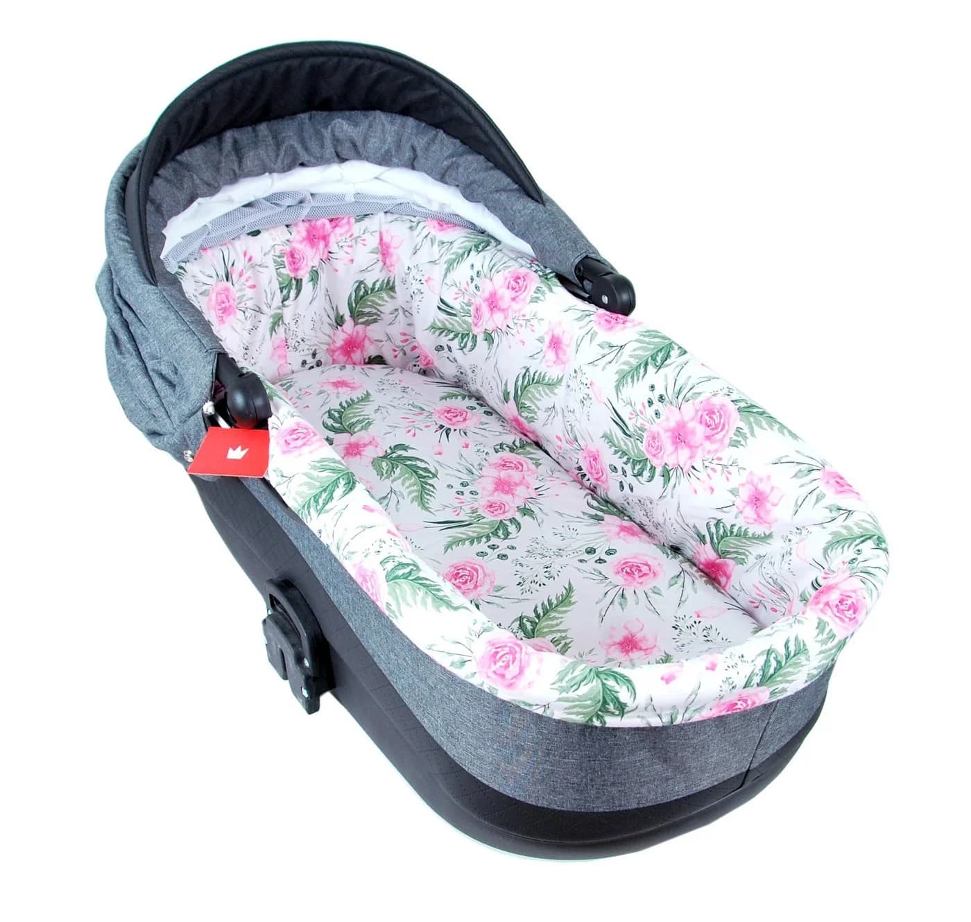 BabyLux Nestchen Set für Kinderwagen Babywanne + Matratze Rosa Blumen - Bild 4