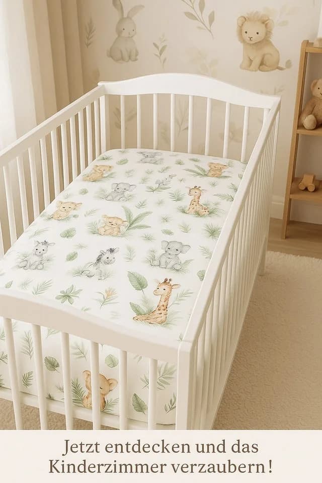 BabyLux Spannbettlaken 60x120 cm Baumwolle Africa_Tiere Motiv - Bild 3