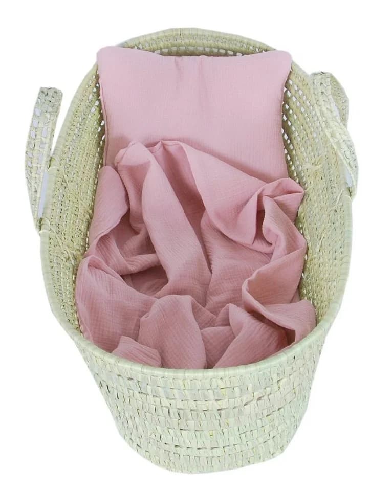 BabyLux Musselin Decke 75x100cm +Kissen Rosa