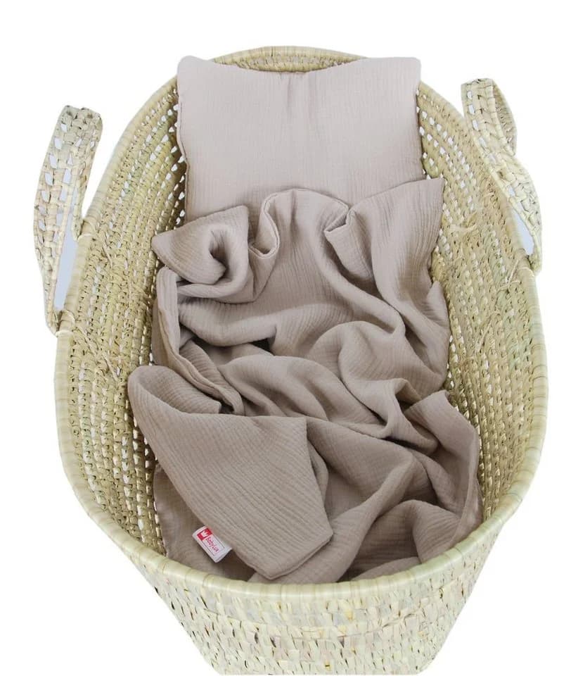 BabyLux Musselin Decke mit Kissen 75x100cm Beige