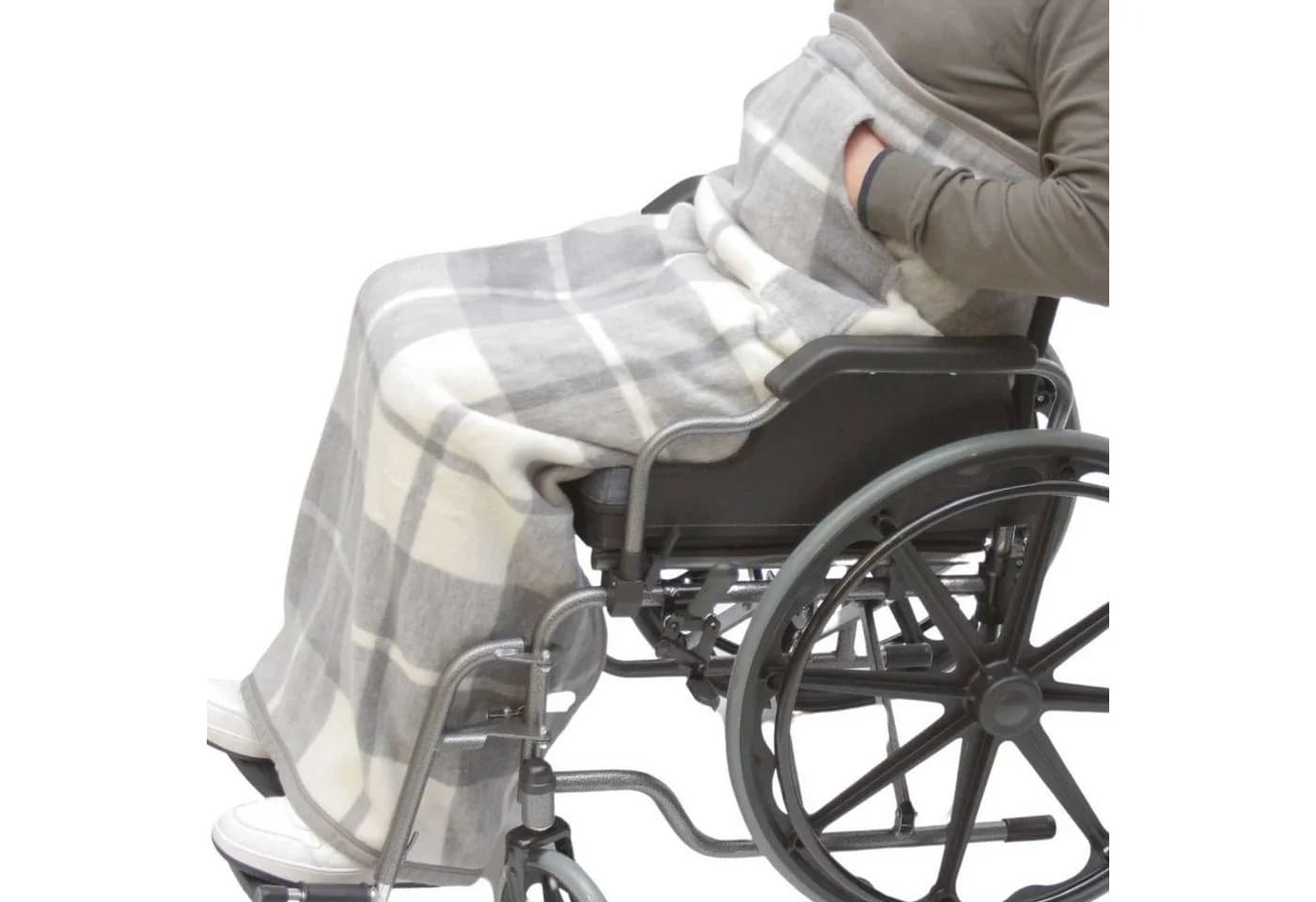 Seniori Rollstuhldecke Grau - Beindecke mit Taschen und Gürtel - Bild 2