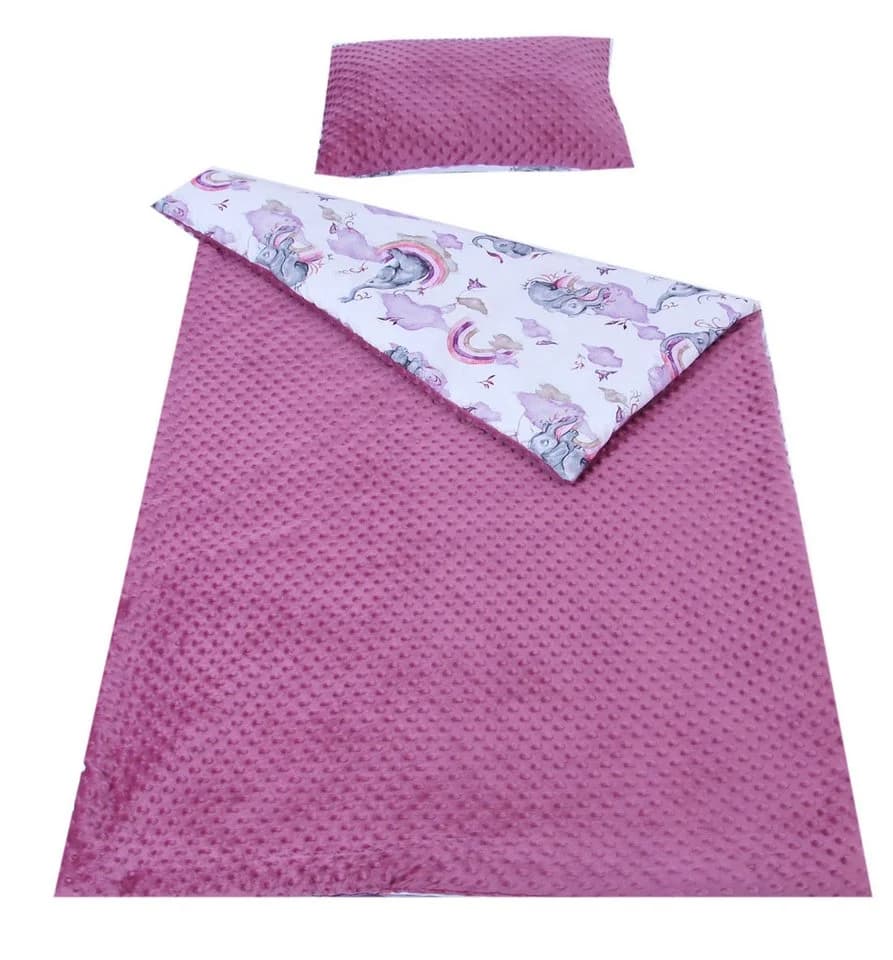 BabyLux Kinderdecke Rosa Minky Plüsch 100x150 cm mit Elefanten Motiv