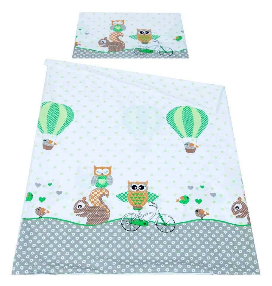 BabyLux Babybettwäsche 2-tlg. 90x120cm Grün Eule Motiv