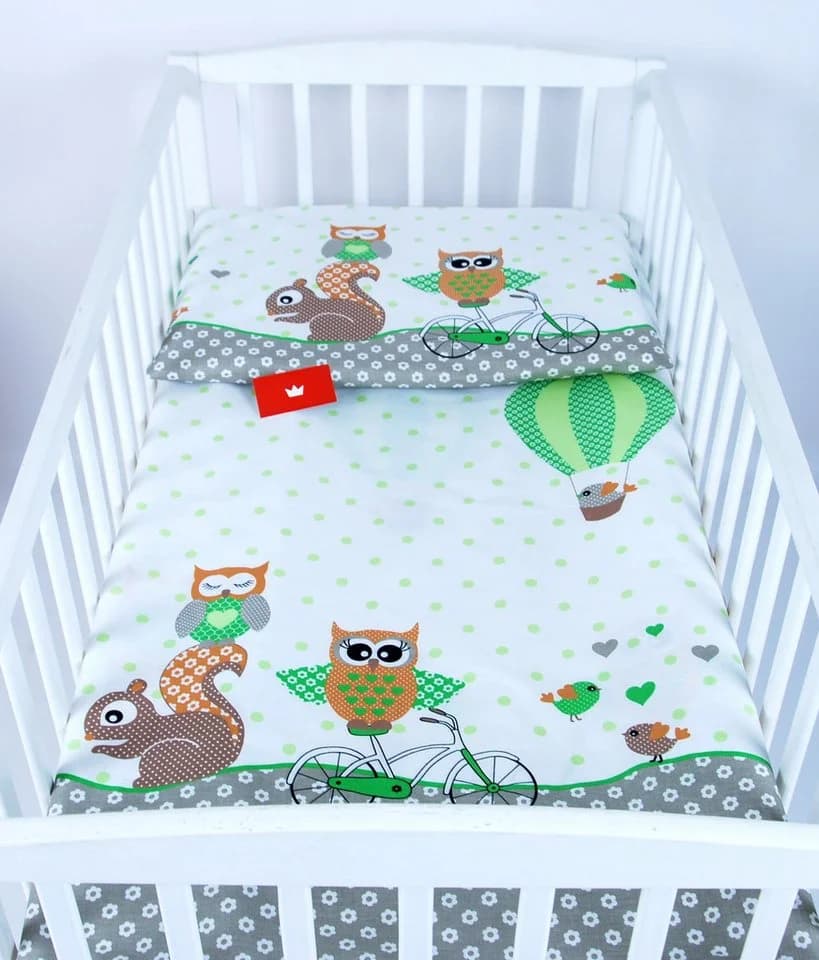 BabyLux Babybettwäsche 2-tlg. 90x120cm Grün Eule Motiv - Bild 2