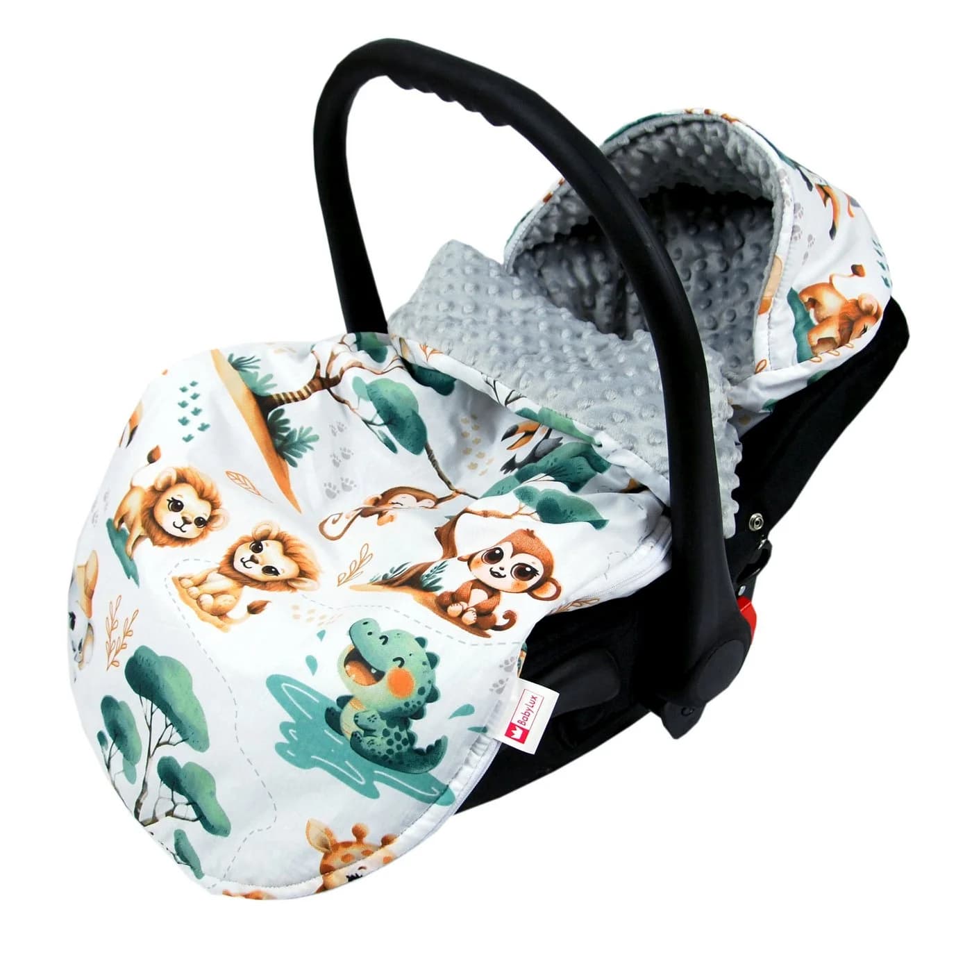 BabyLux Sommerfußsack 90cm Grau + Dschungel für Kinderwagen & Buggy