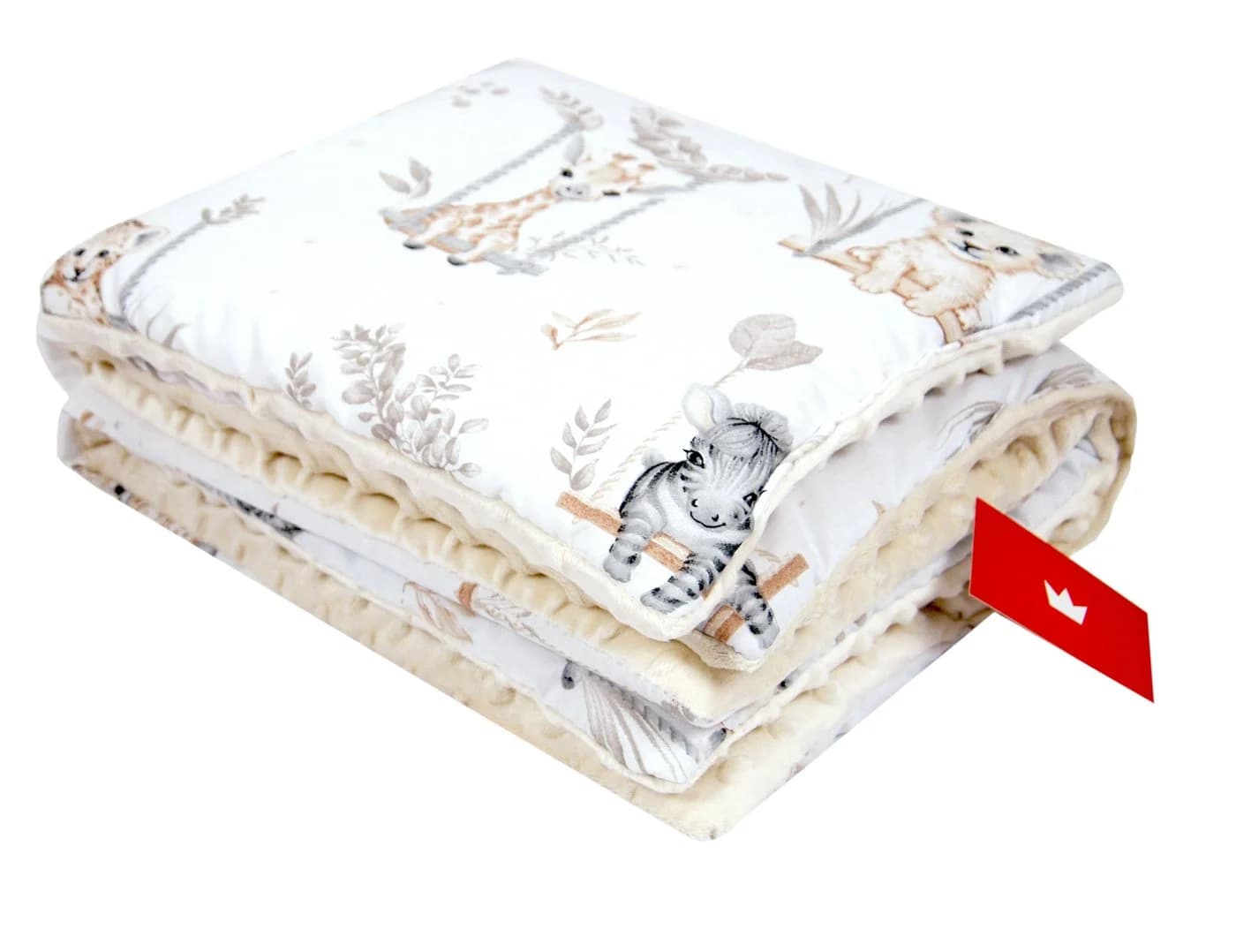 BabyLux Babydecke Minky 2Set Kuscheldecke Ecru + Tiere auf der Schaukel - Bild 3
