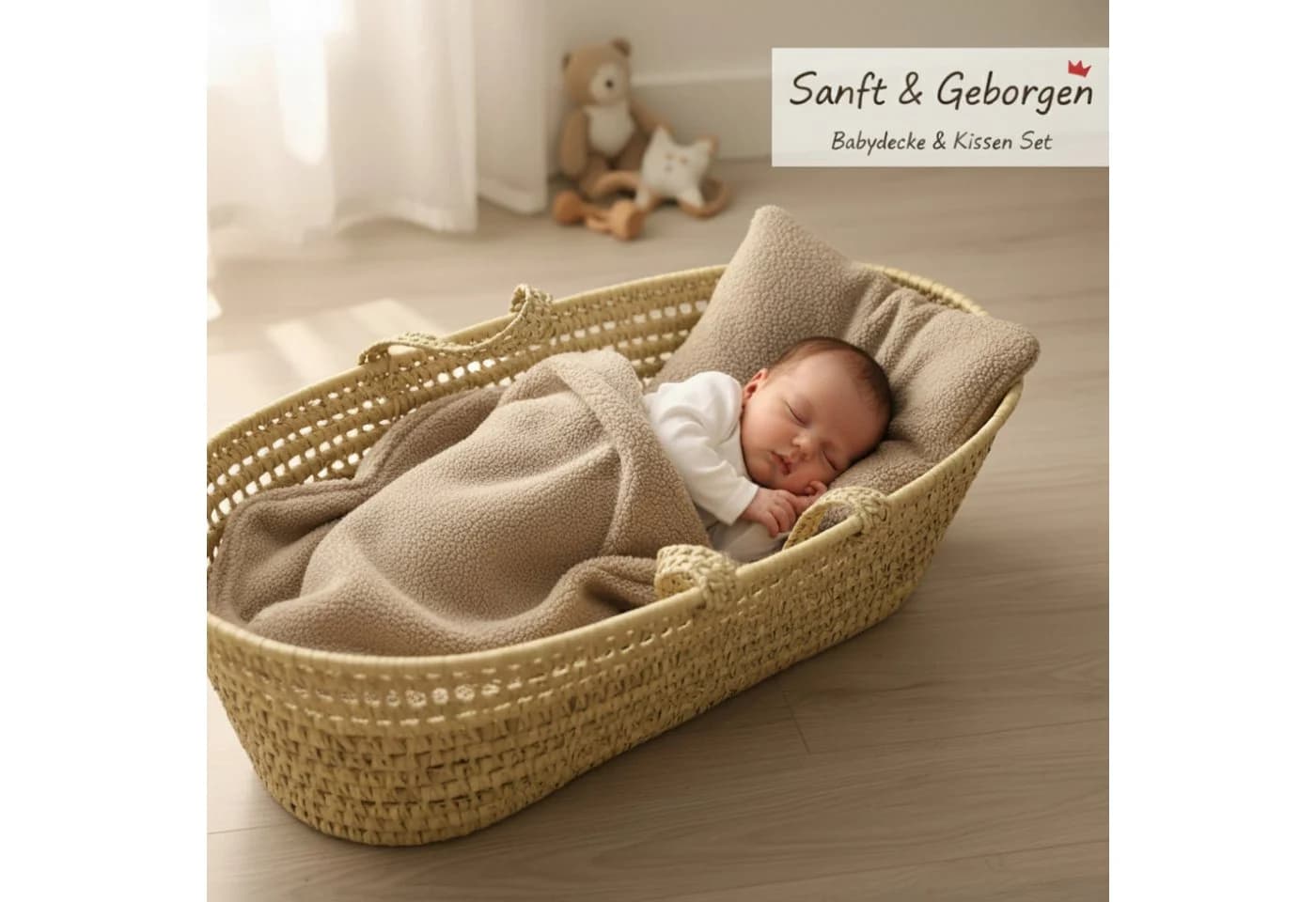 Babydecke BOUCLÉ 60x75 cm Winter Babydecke für Kinderwagen & Bett Weich, Warm DB, BabyLux, Beige