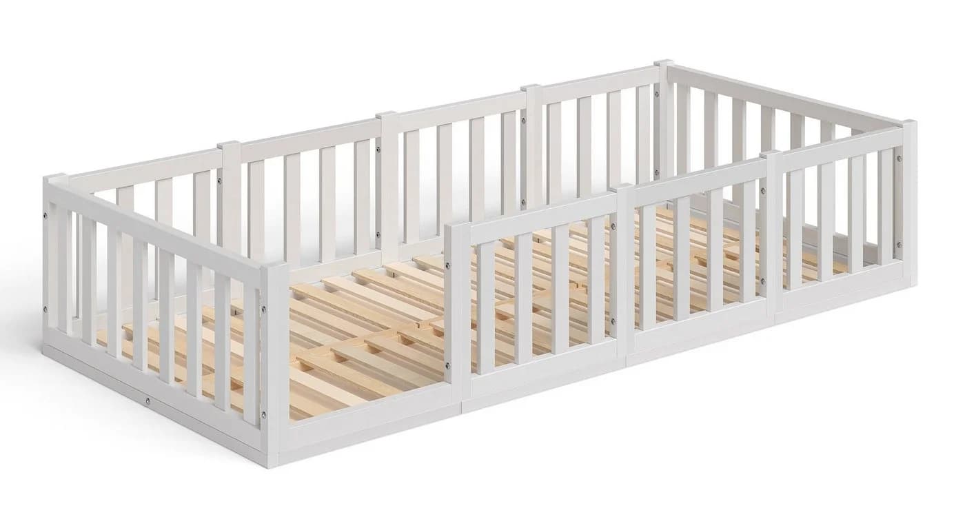Bellabino Kinderbett Tapi Bodenbett Kiefer Massivholz Weiß