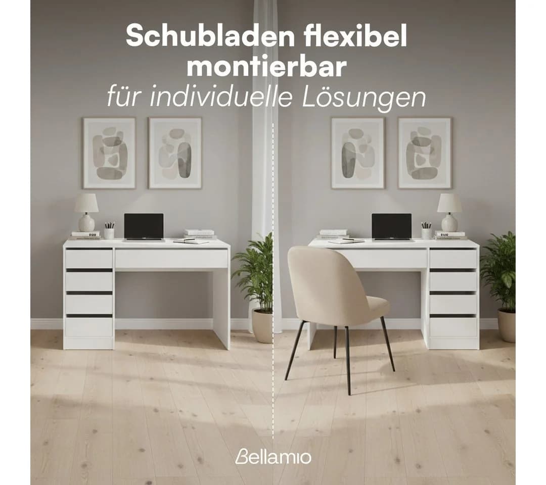 Bellamio Schreibtisch Nore Weiß mit Schubladen - Bild 5