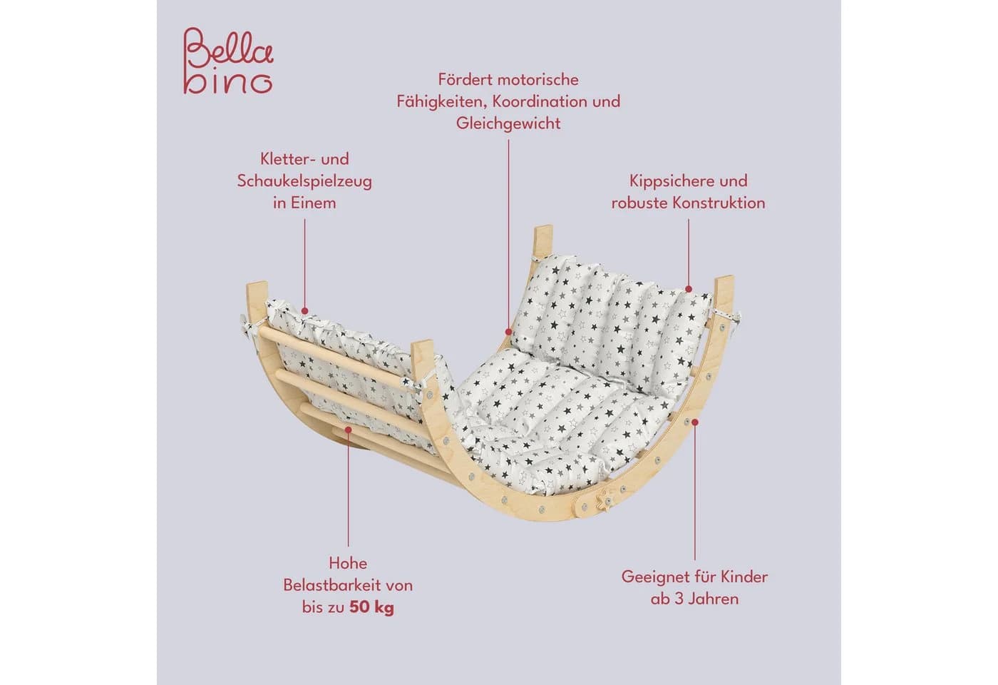 Bellabino Klettergerüst Ruki 2-in-1 Kletterbogen und Wippe mit Matratze - Bild 5