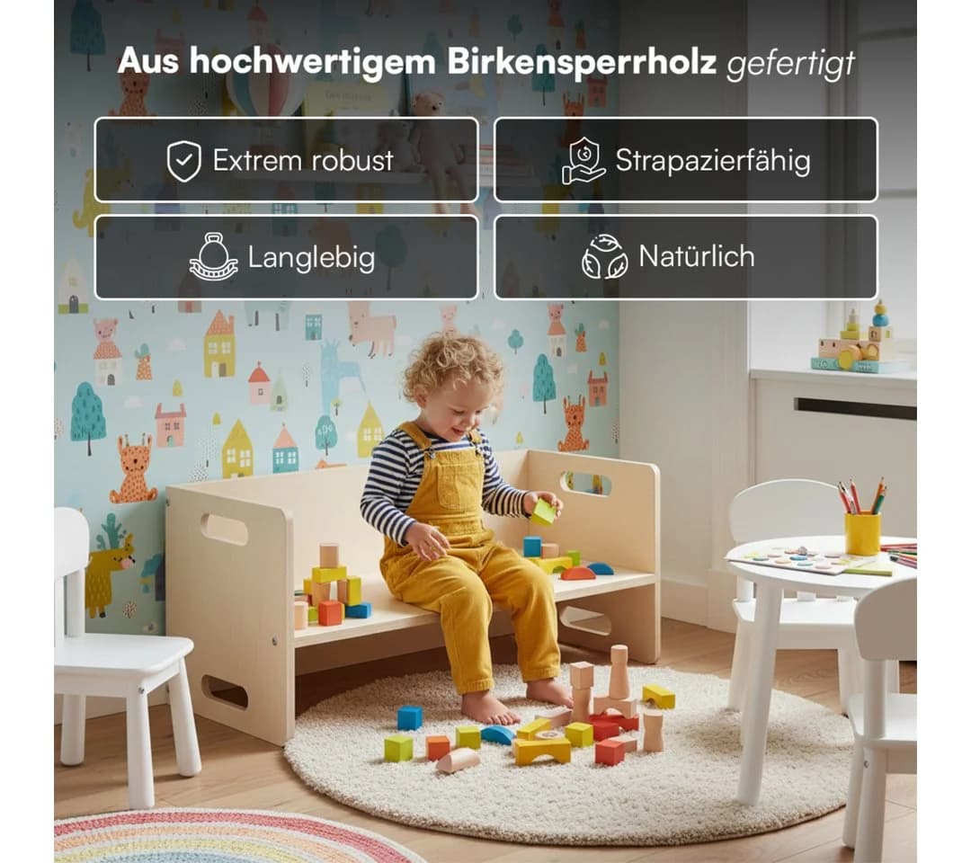 Bellabino Kindersitzgruppe Aki 3 Sitzhöhen Natur Unbehandelt - Bild 5