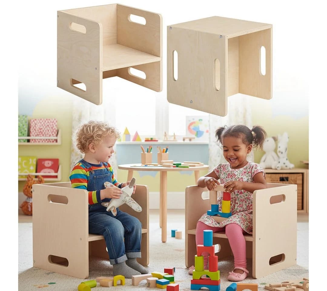 Bellabino Kindersitzgruppe Aki 2x Stuhl 3 Höhen Unbehandelt Birke - Bild 2