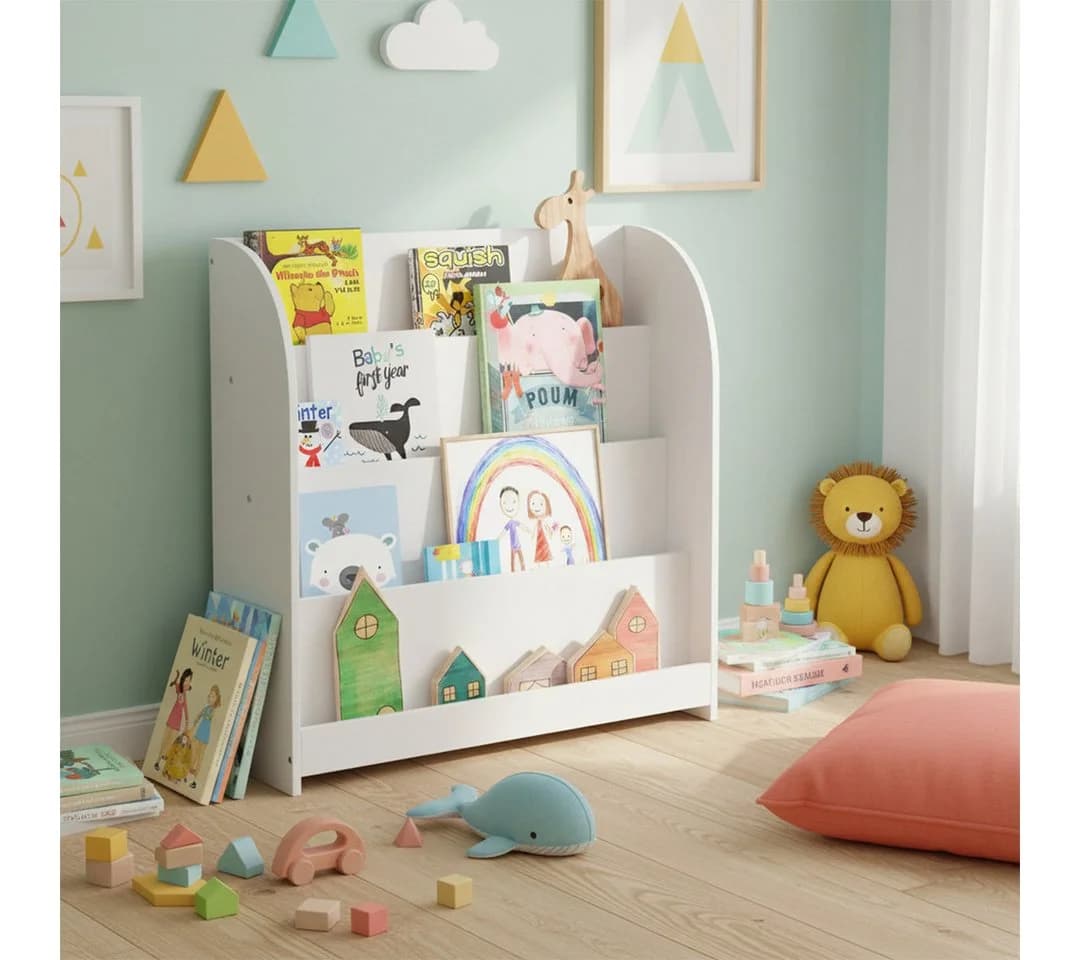 Bellabino Kinderregal Baru Weiß 4 Fächer Spielzeugregal