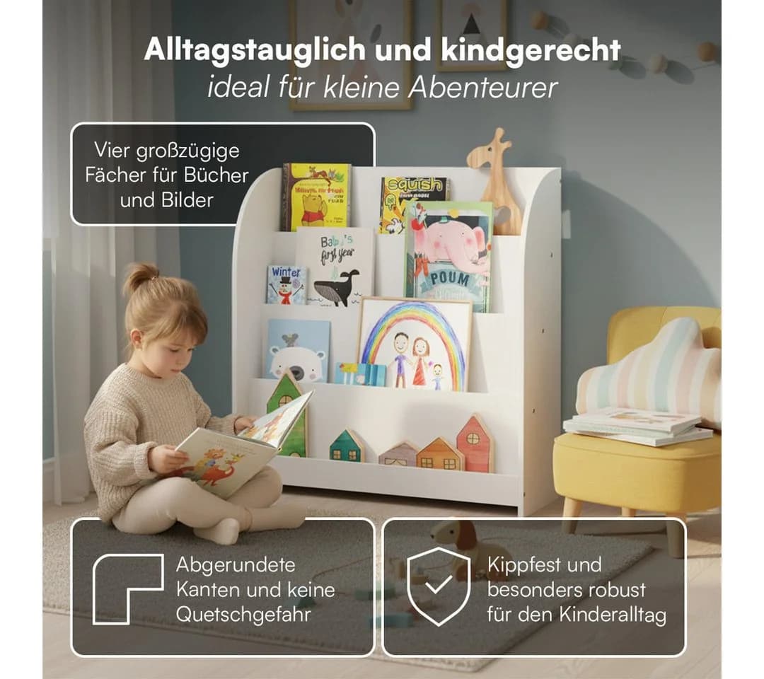 Bellabino Kinderregal Baru Weiß 4 Fächer Spielzeugregal - Bild 3