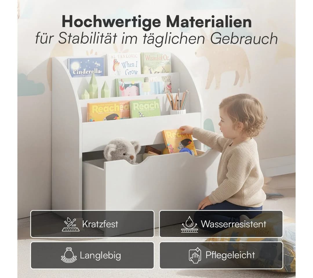 Bellabino Kinderregal Koro Weiß mit 3 Fächern und Schublade - Bild 5
