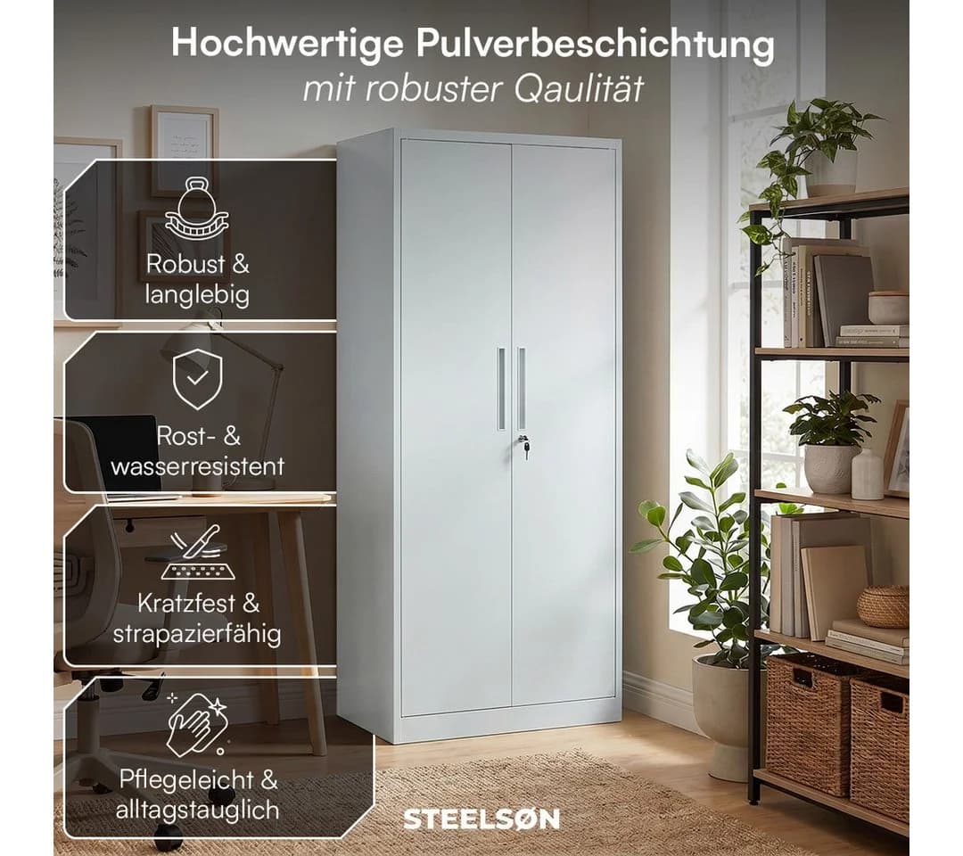 STEELSØN Aktenschrank Regulus Stahl Grau abschließbar