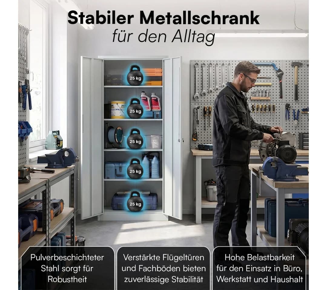 STEELSØN Aktenschrank Regulus Stahl Grau abschließbar - Bild 3