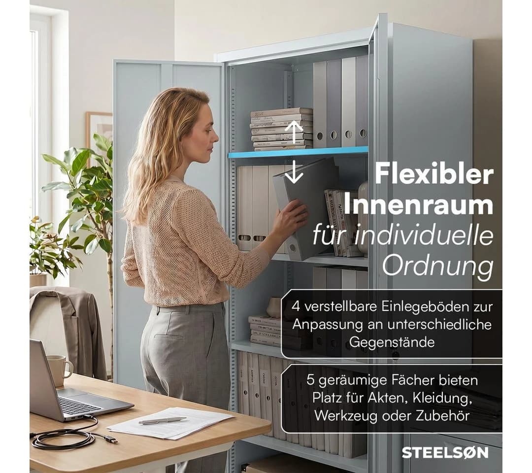 STEELSØN Aktenschrank Regulus Stahl Grau abschließbar - Bild 4