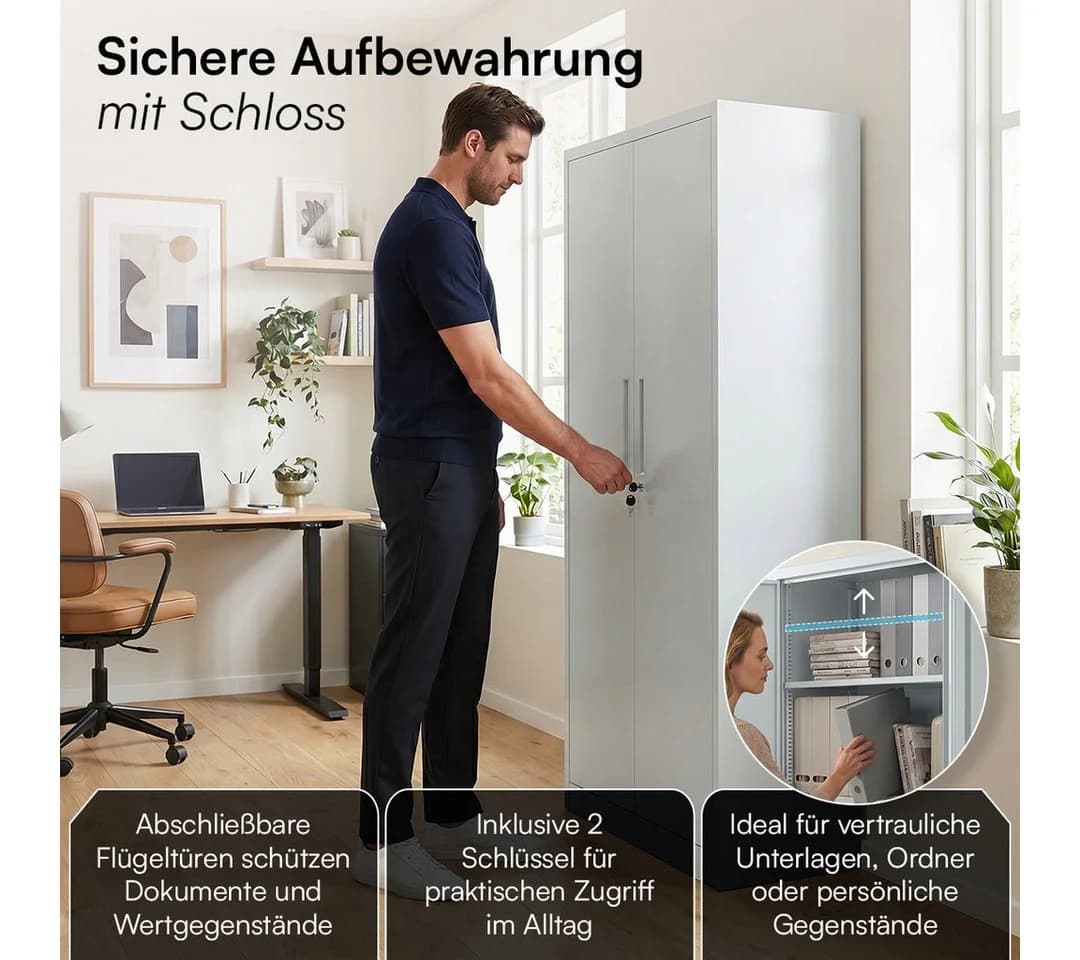 STEELSØN Aktenschrank Regulus Stahl Grau abschließbar - Bild 5