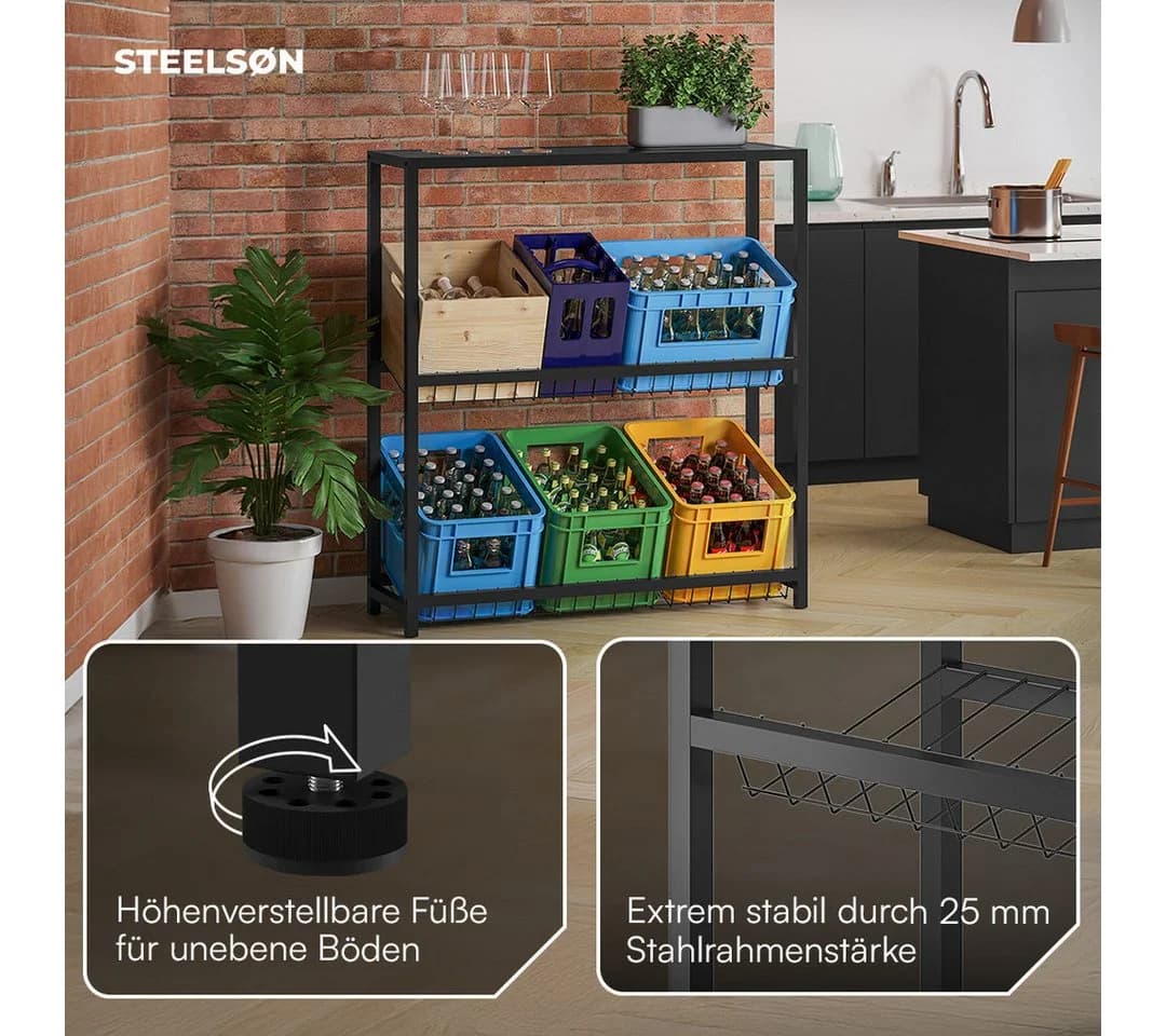 STEELSØN Flaschenregal Montune Schwarz Getränkekistenregal für 6 Kisten - Bild 5