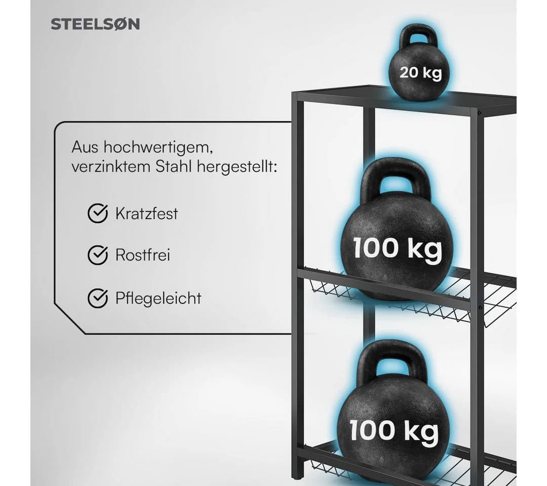 STEELSØN Flaschenregal Montune Schwarz Getränkekistenregal für 4 Kisten - Bild 4