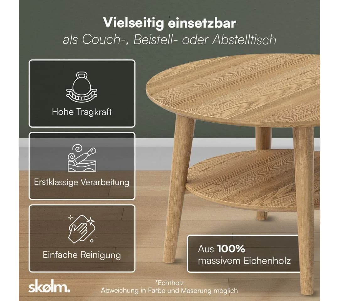 skølm Couchtisch Mjölnir Eiche Massivholz Natur Geölt - Bild 3