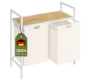 STEELSØN Wäschekorb Rigil 2 Fächer 90L Weiß Bambus Ablage Bild 2