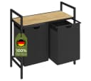 STEELSØN Wäschekorb Rigil 2 Fächer 90L Bambus Ablage Schwarz Bild 2