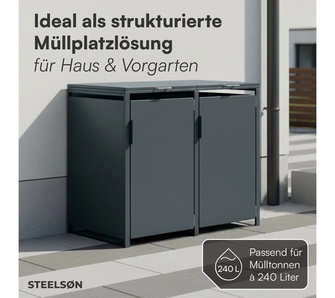 STEELSØN Mülltonnenbox Thoria 240L Anthrazit Stahl