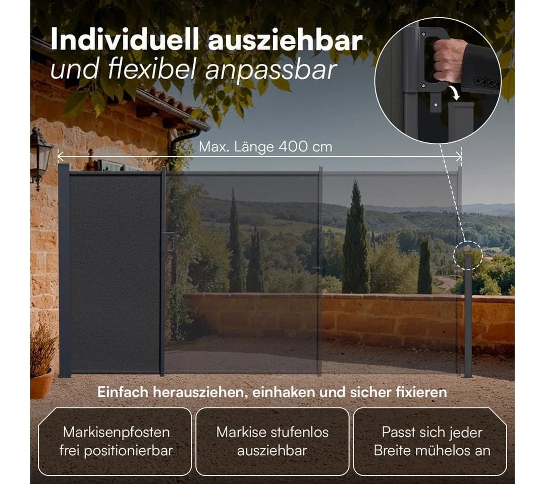 STEELSØN Seitenmarkise Zirella Anthrazit ausziehbar - Bild 4