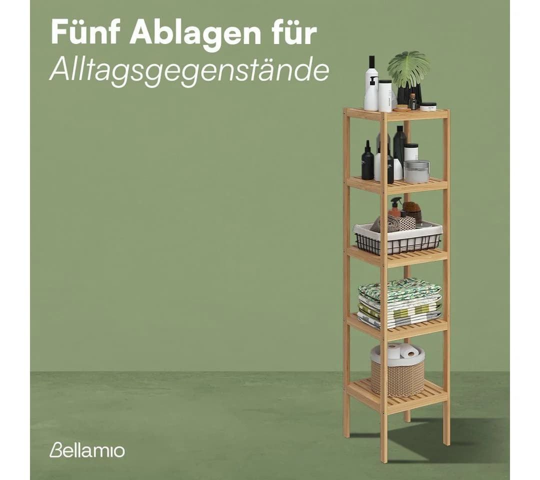 Bellamio Badregal Newa Bambus 5 Ebenen Standregal Lackiert - Bild 5