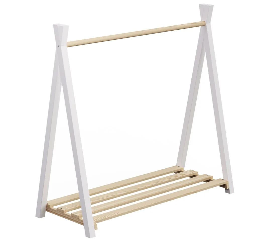 Bellabino Kleiderständer Ryck Tipi-Design Weiß Natur Massivholz