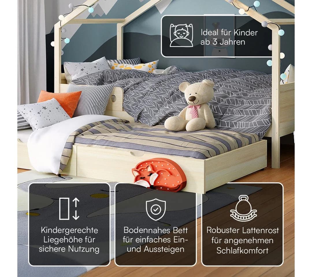 Bellabino Hausbett Bela Massivholz Kiefer mit Gästebett - Bild 3