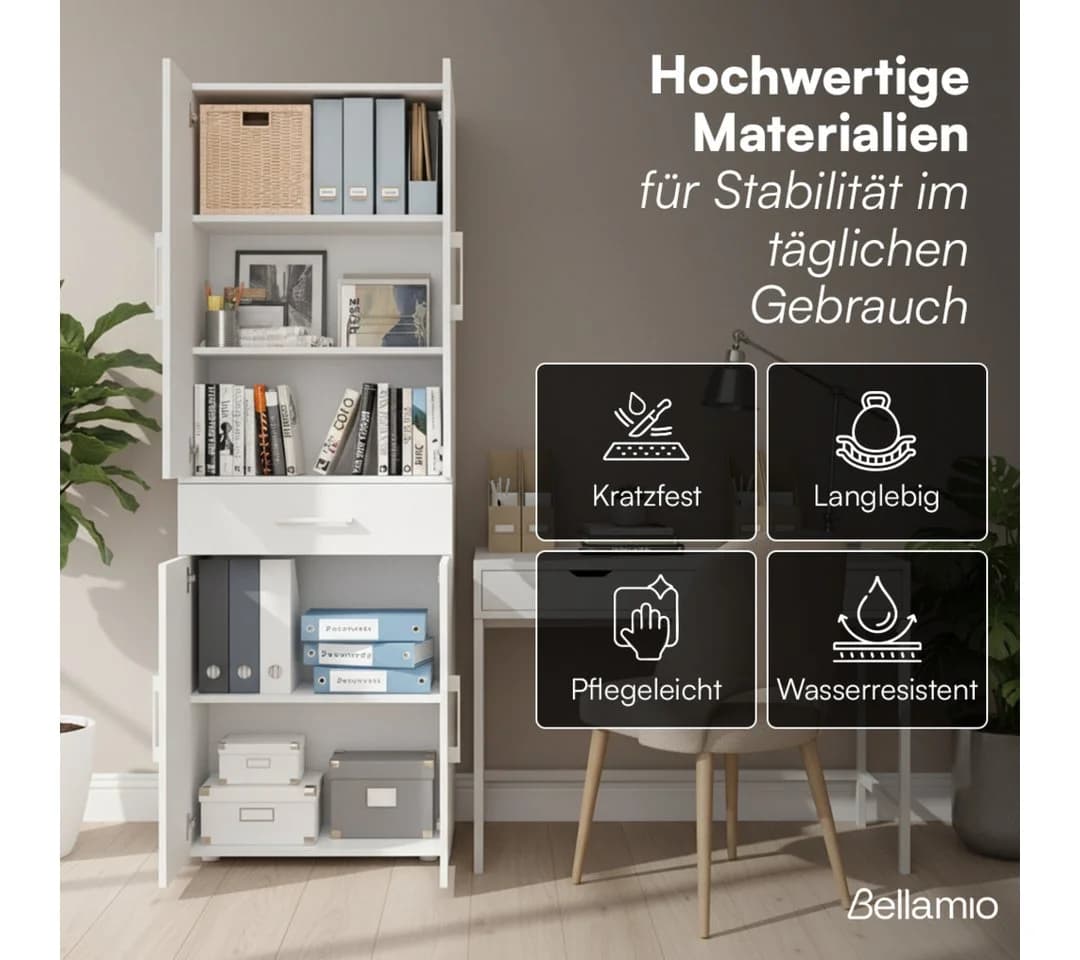 Bellamio Mehrzweckschrank Apol Weiß mit 6 Fächern & 1 Schublade - Bild 3