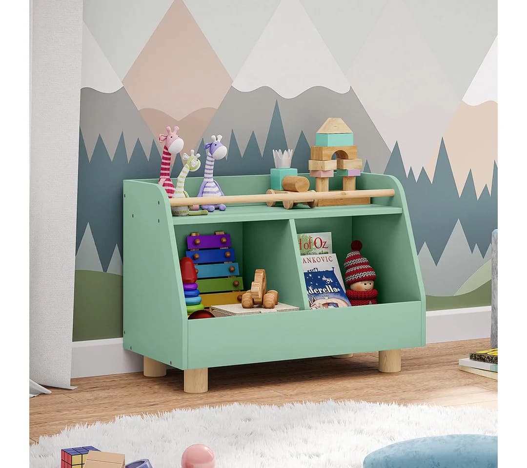 Bellabino Kinderregal Belly mit Fächern und Ablagefläche mintgrün/natur