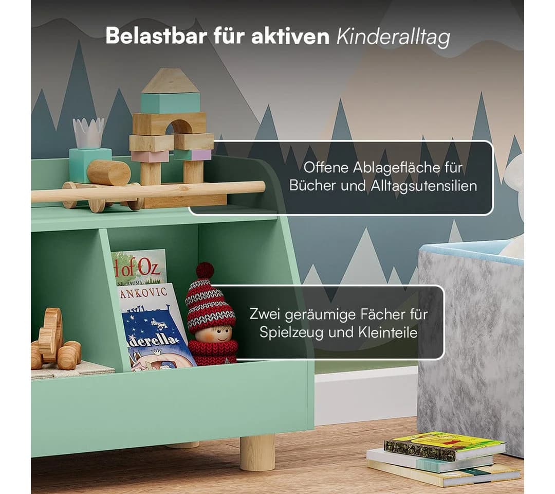 Bellabino Kinderregal Belly mit Fächern und Ablagefläche mintgrün/natur - Bild 5