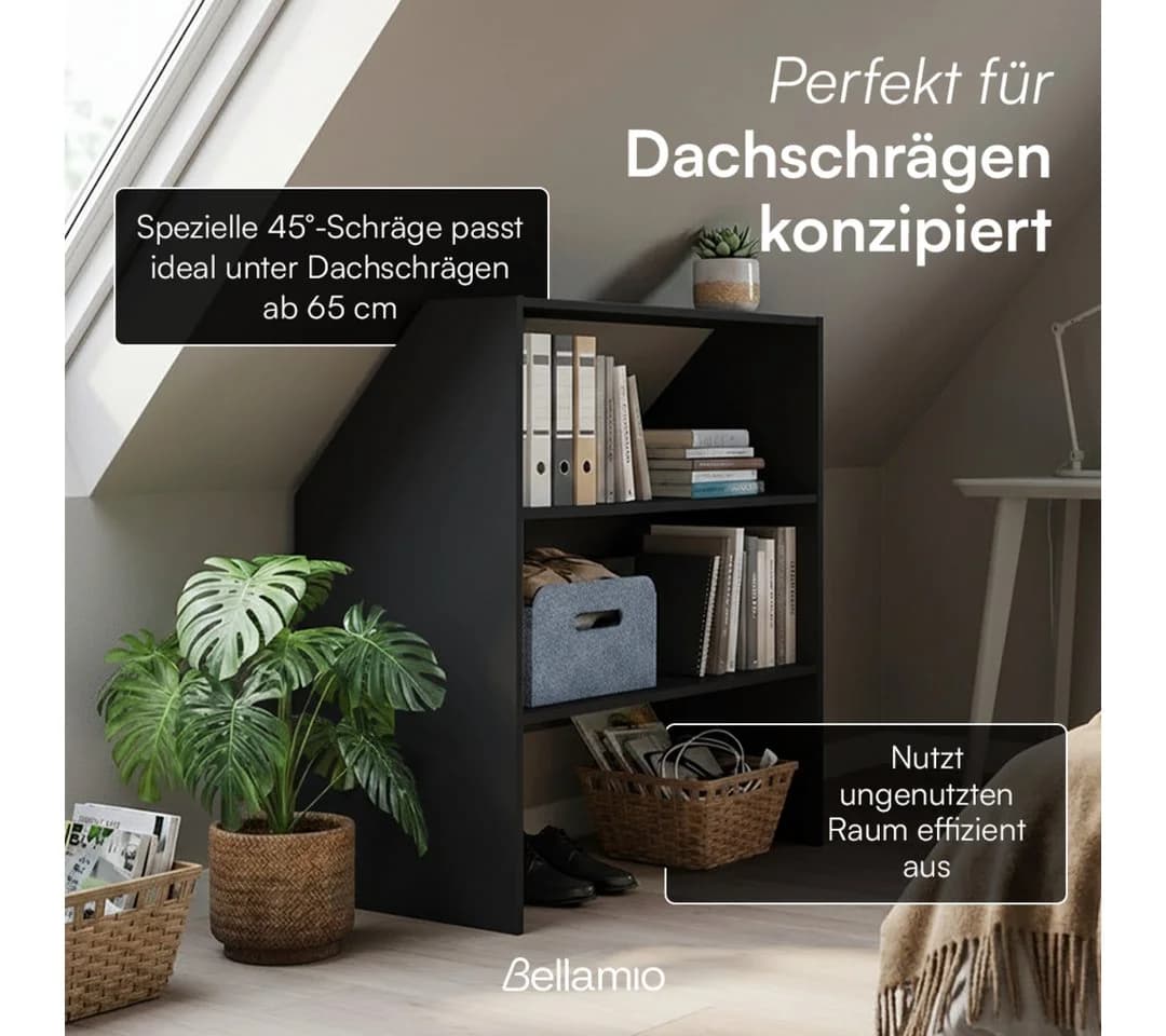 Bellamio Dachschrägenregal Aland Anthrazit 45 Grad-Winkel